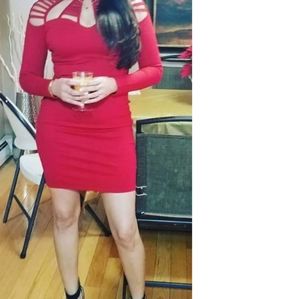 Red long sleeve Dress, Small